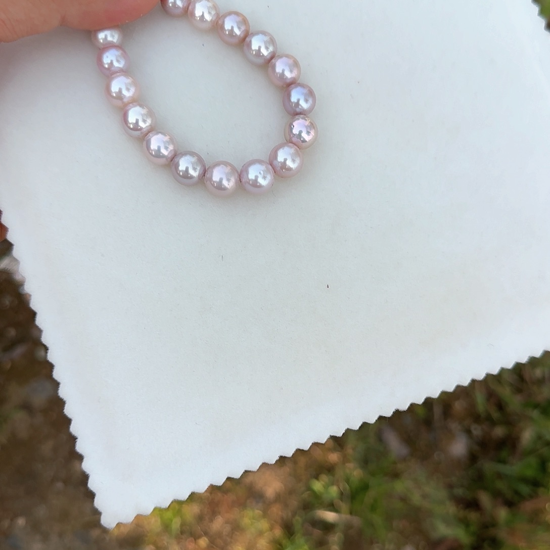 淡水珍珠未镶嵌颈饰9-10无核极光粉