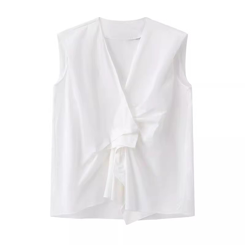 &艾家同款轻奢时尚百搭休闲衬衫-50425013无袖上衣