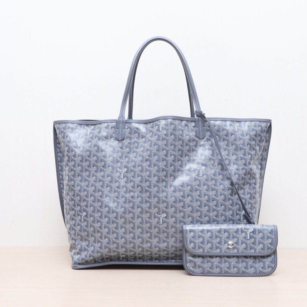 99新 Goyard 小花黑黑Saint Louis 购物袋 子母包 40 大号 灰色