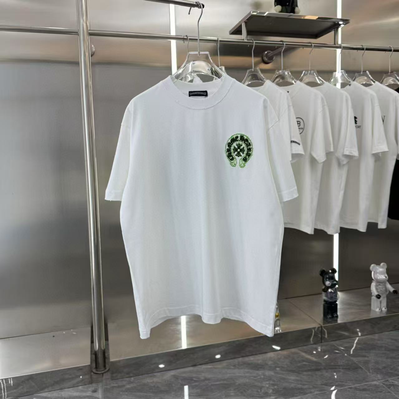 重工刺绣马蹄宽松圆领T恤KL881