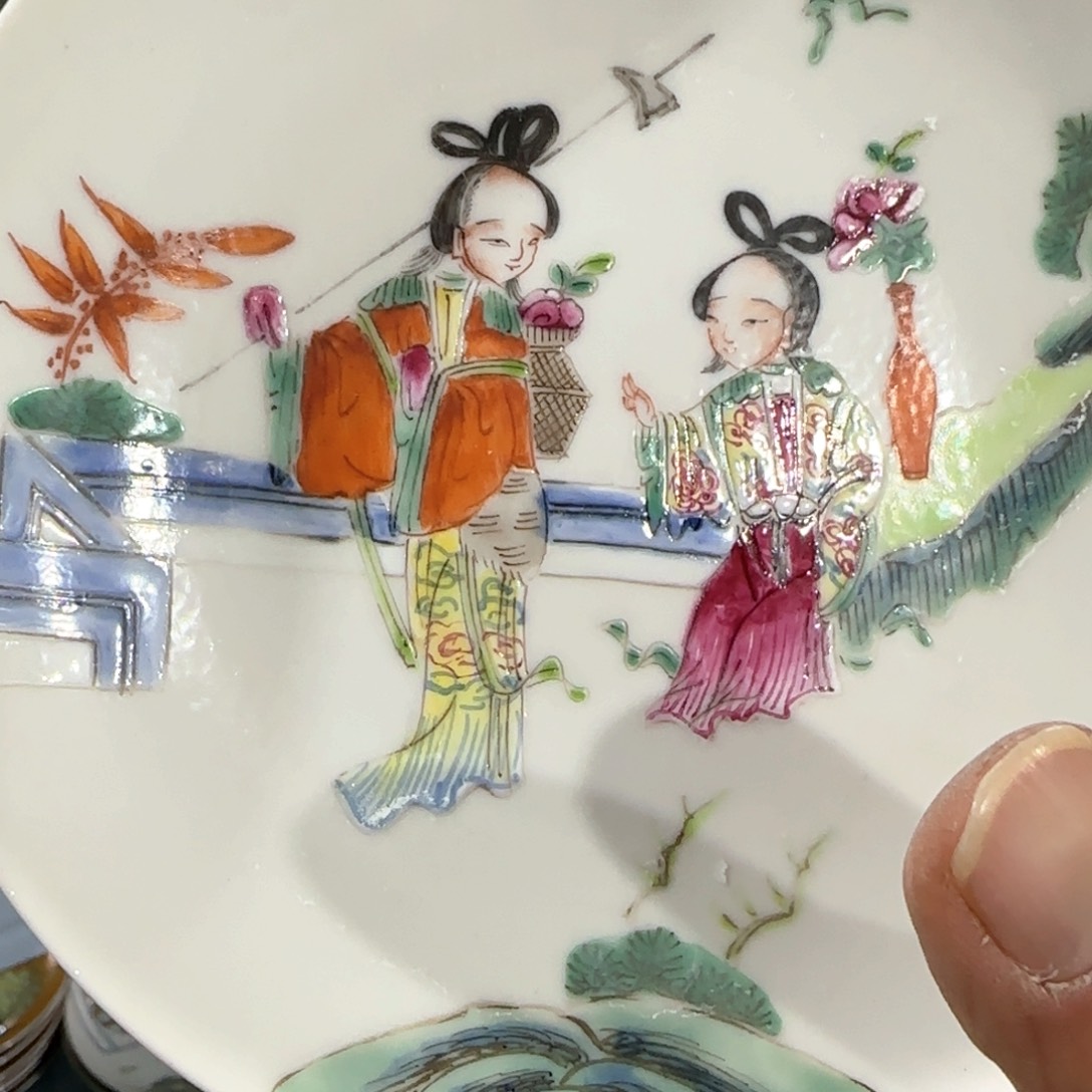 瓷片摆件手绘瓷器全部处理