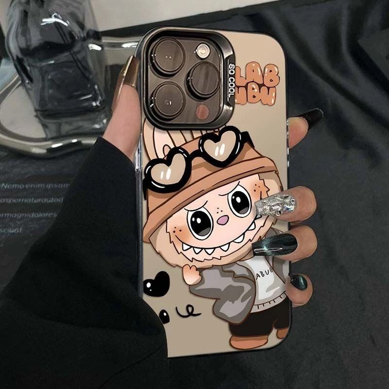 黑爱心拉布布适用华为vivo小米oppo荣耀苹果16手机壳15镭射14防摔