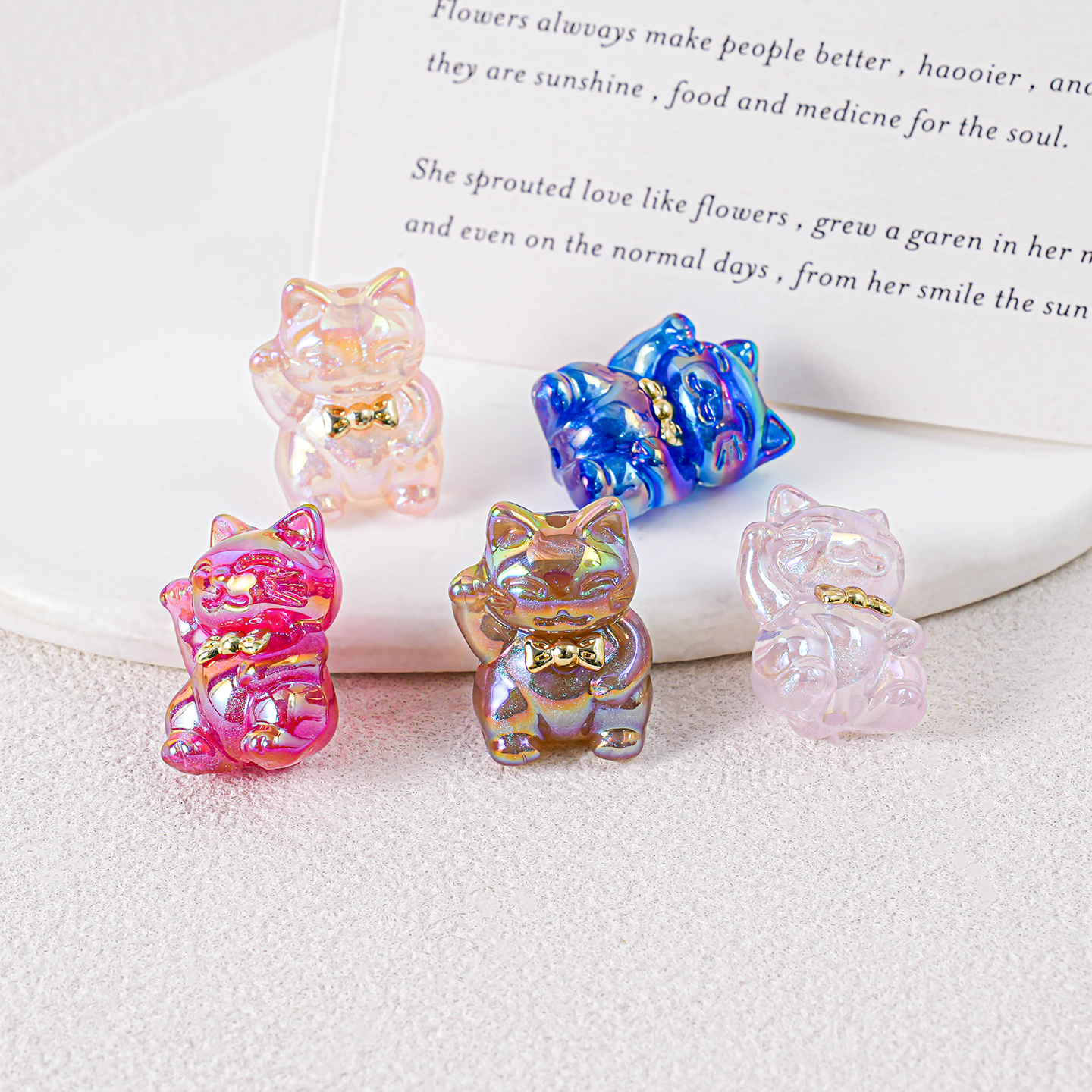 【饰界】 冰美人蝴蝶结招财猫穿珠成品HD3201+AI33 