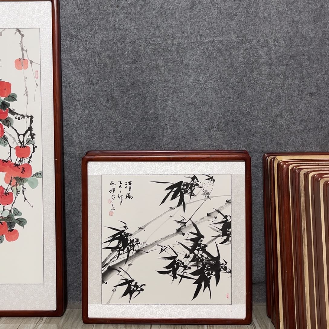 国画书画作品带框63×63