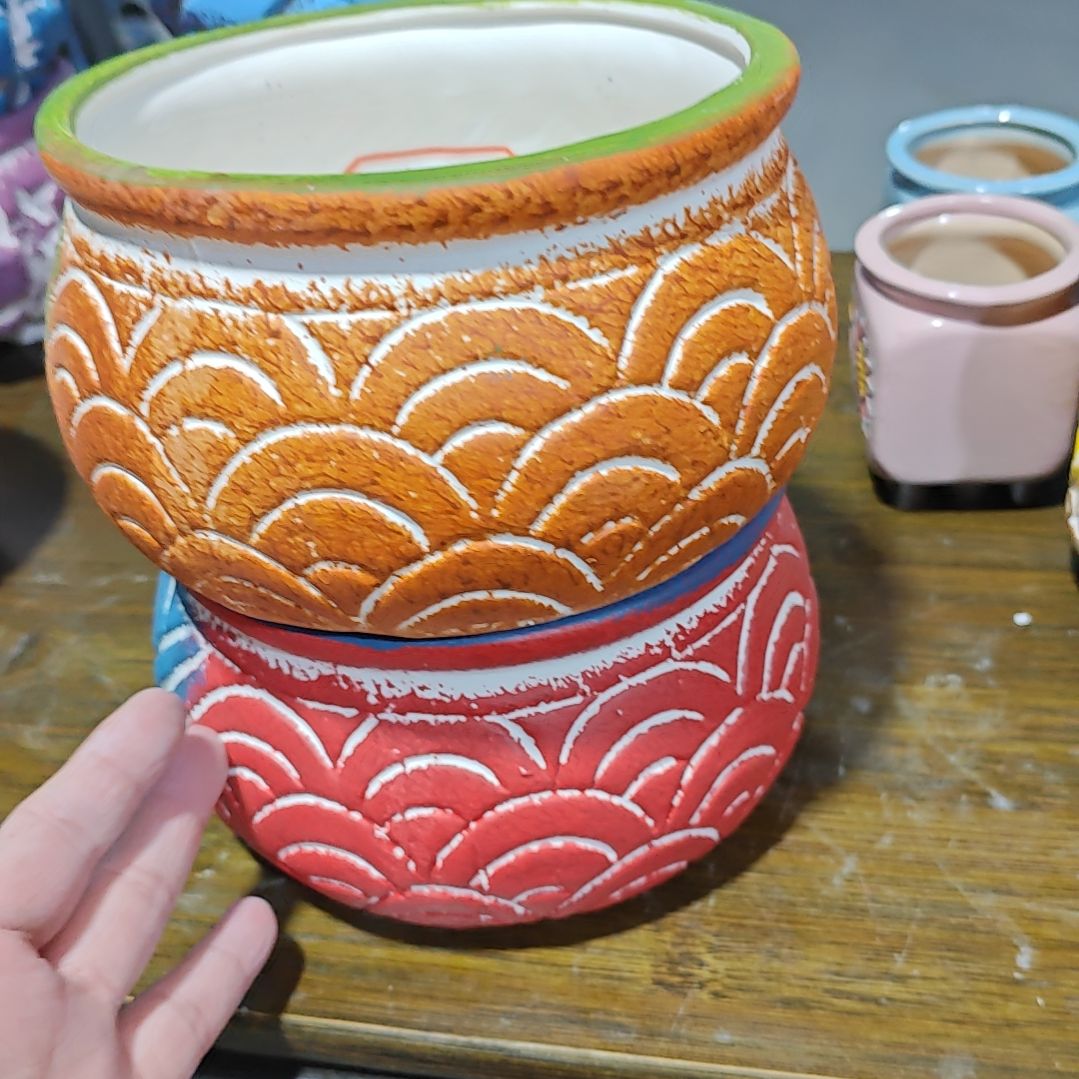 红陶吸水透气的白陶花盆凑满12发货