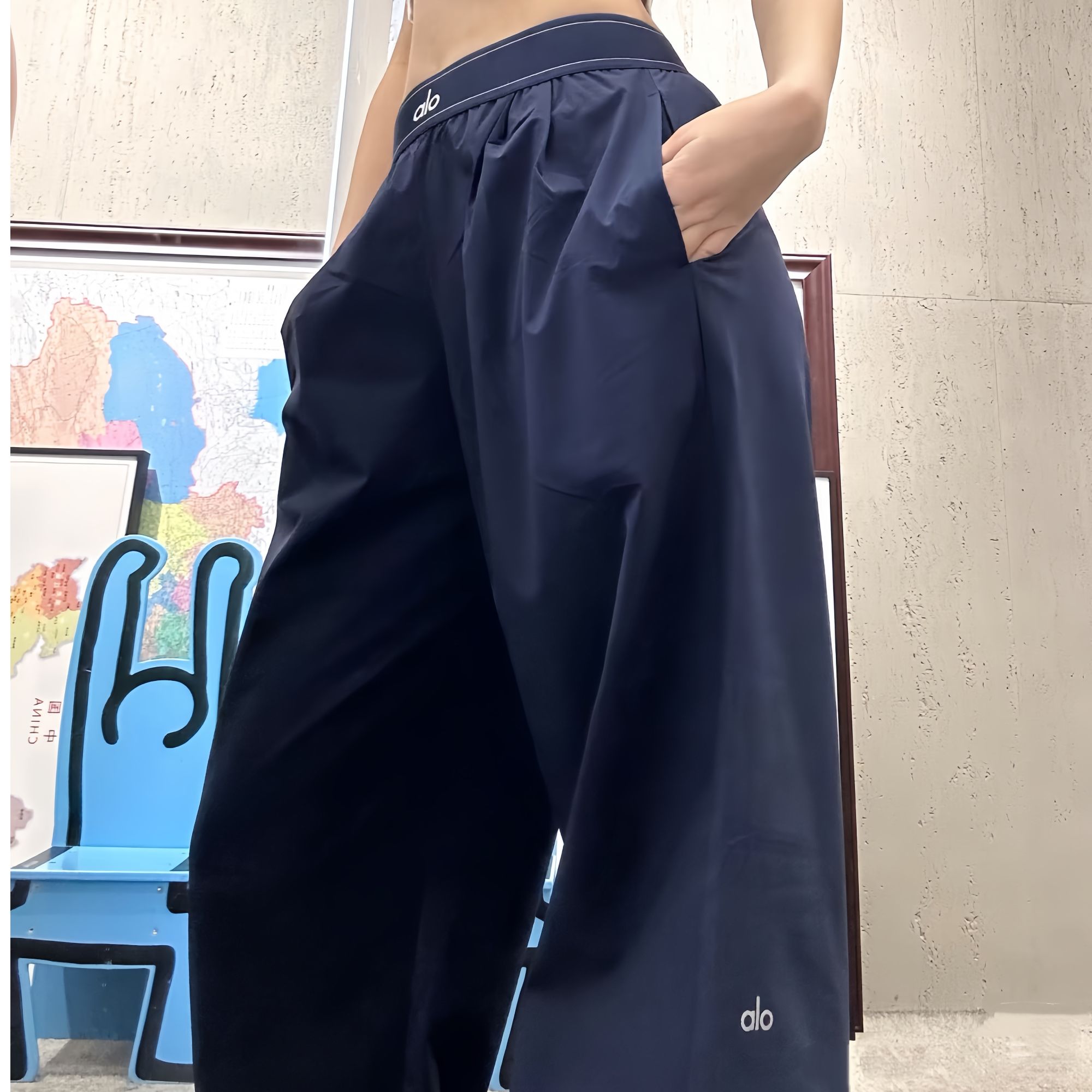ALO同款休闲垂感高腰显瘦宽松阔腿瑜伽速干裤