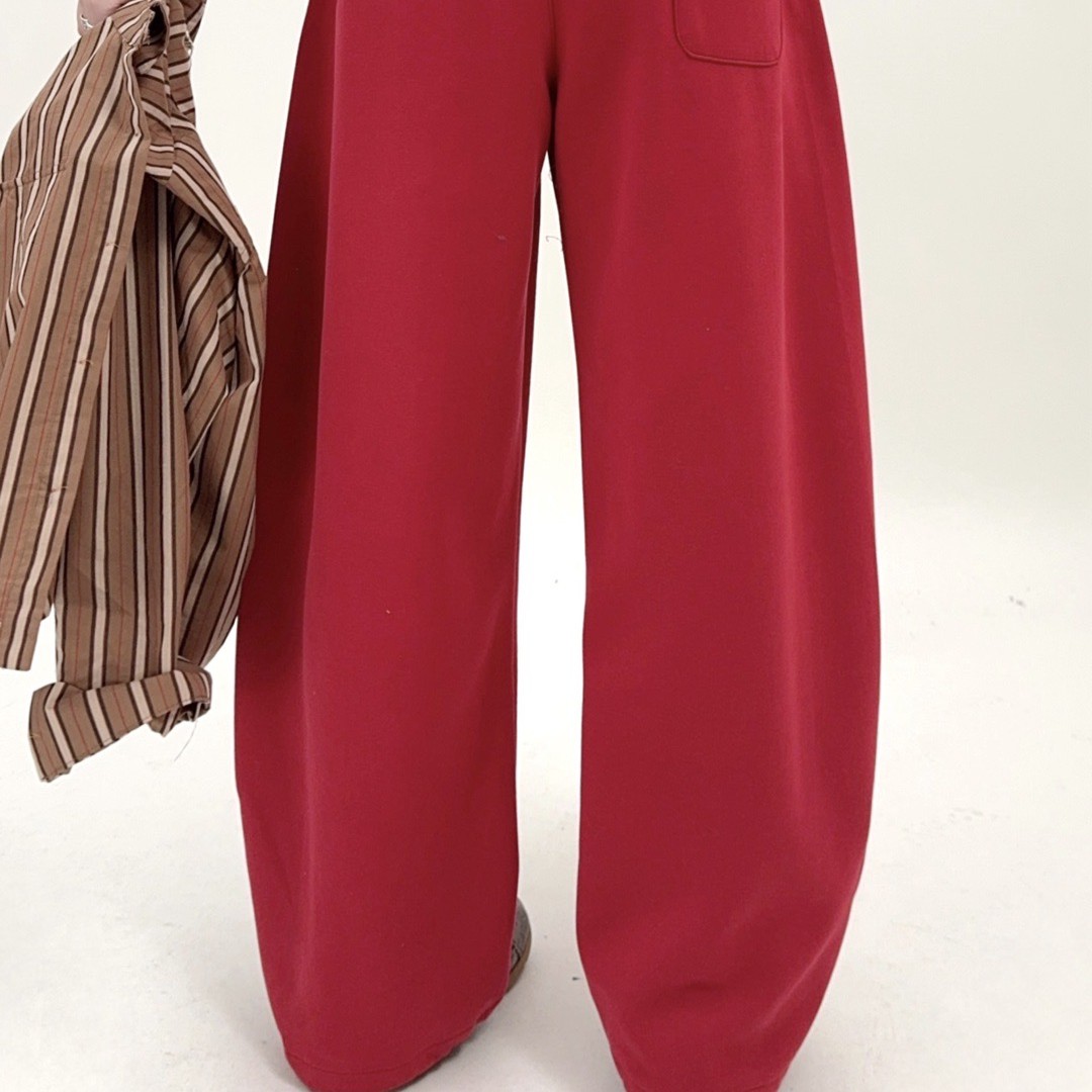 米欧家  春季新款加厚不加绒新年款红色加长版卫裤969