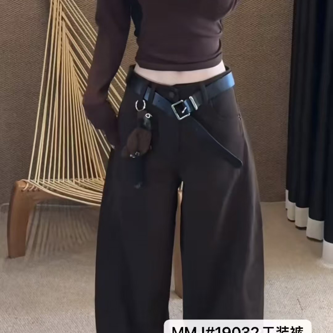 【婷姐家】19032欧货正版小羊挂件加绒加厚欧美风显瘦阔腿牛仔裤