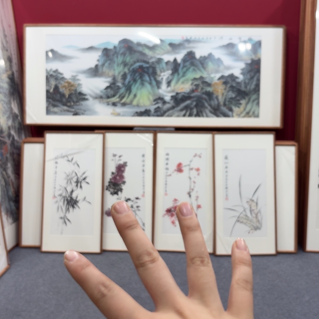 国画带框绘画作品90/45尺寸梅兰竹菊