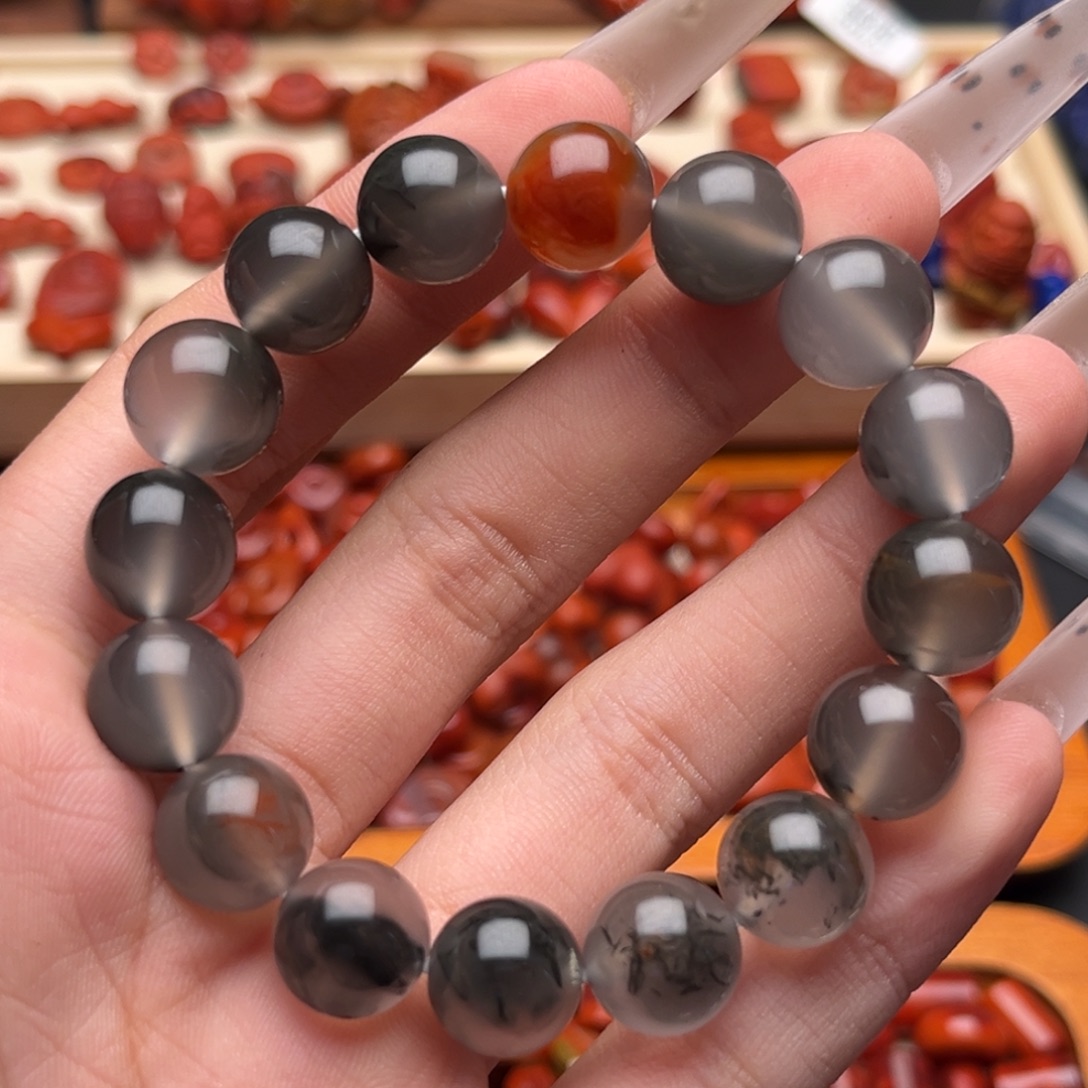 南红玛瑙未镶嵌南红11水墨单圈卡11m