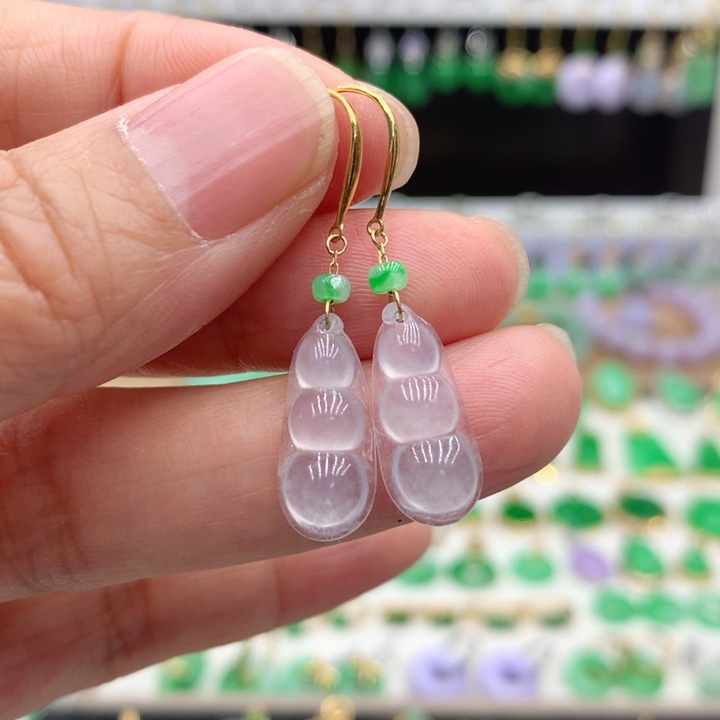 翡翠18K金镶嵌耳饰