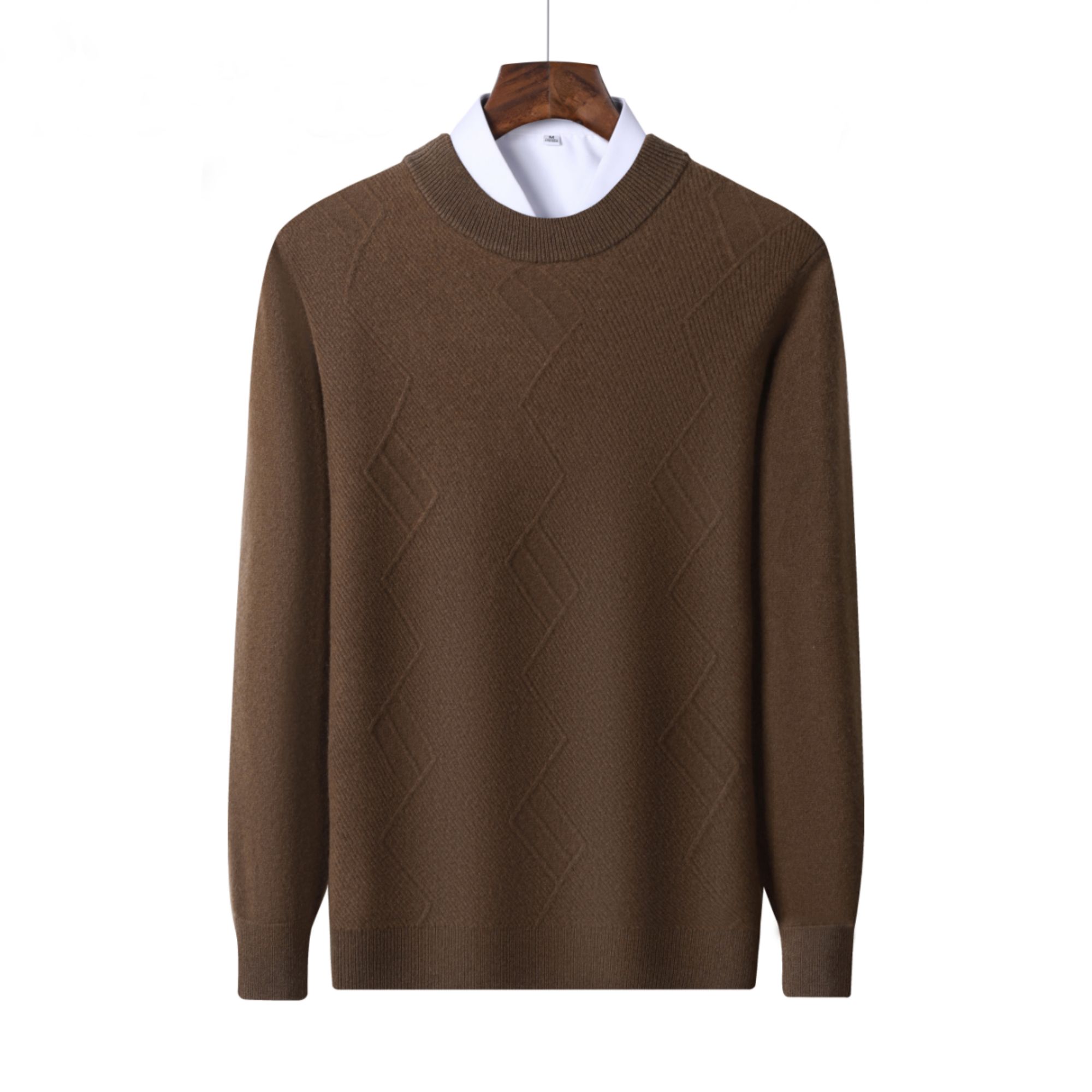 100%绵羊毛-秋冬季男士时尚半高领弹力休闲毛衣针织衫(1136)