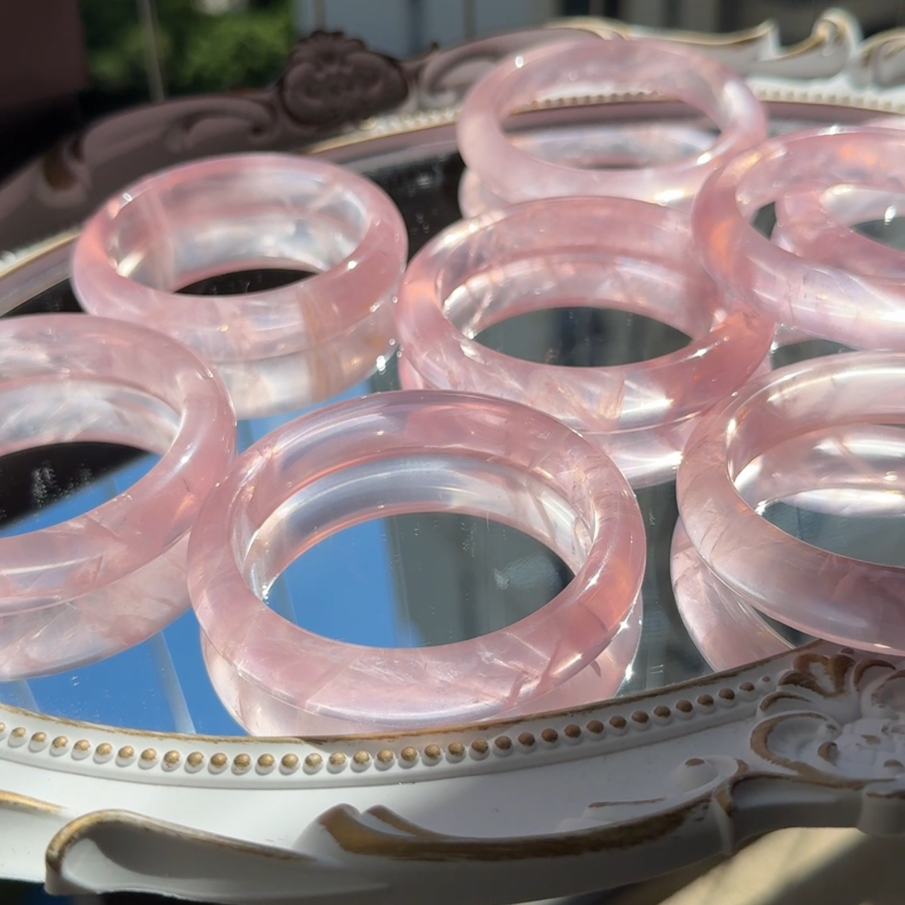 【西瓜冰粉】西瓜粉水晶手镯蜜桃粉西柚粉水晶手镯多样性发一