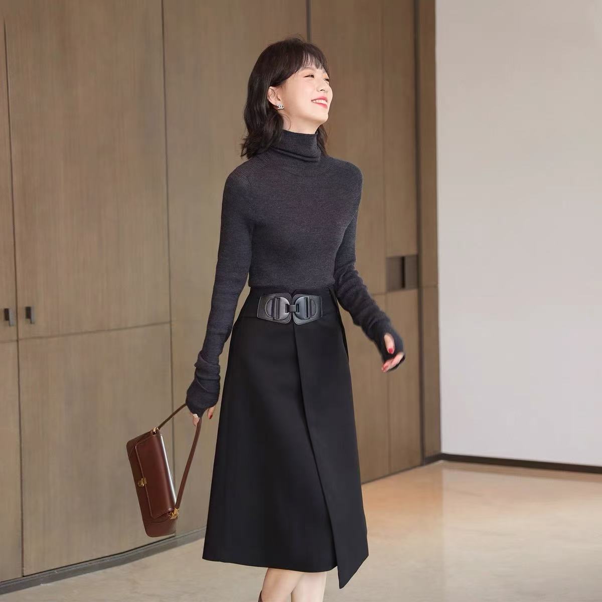 【杭州•简S奕】NN3068-时尚女装设计感连衣裙针织