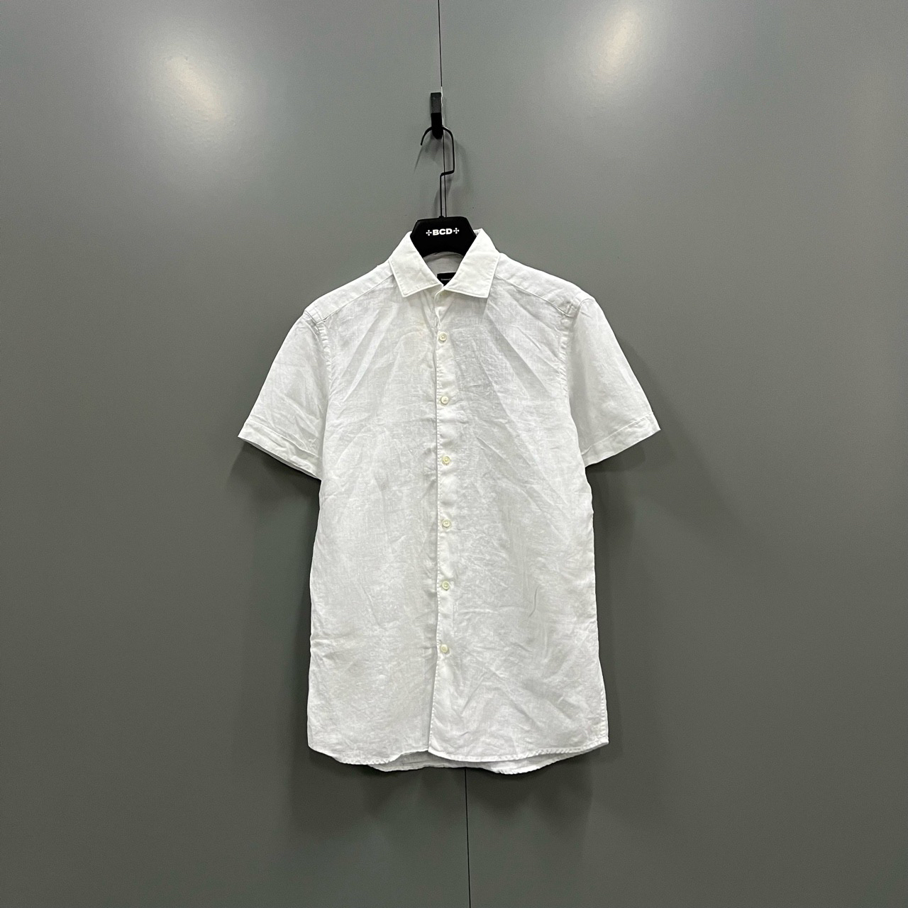 （bb）108 Zegna 杰尼亚 白色短袖衬衫 S码/95新/4000/008439/瑕疵