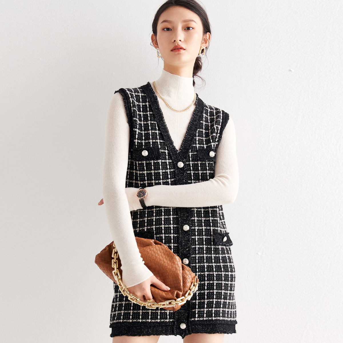 秋冬小香风马甲气质时尚名媛女士百搭ET20152R-A1【764】