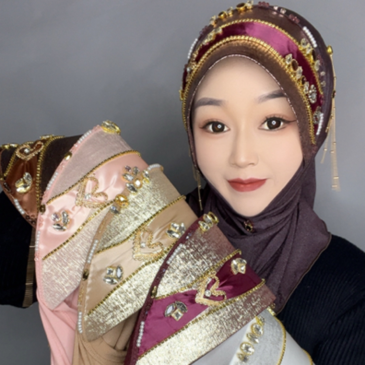 德新品爱心琉璃丝巾云南版全帽檐（宋吸扣）