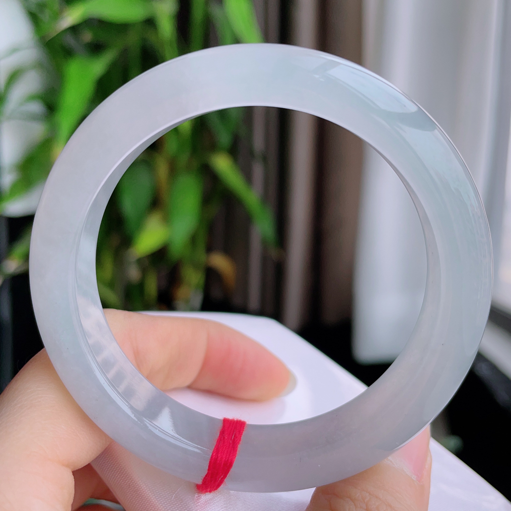 天然缅甸A货翡翠 55圈口白月光正圈手镯 290004