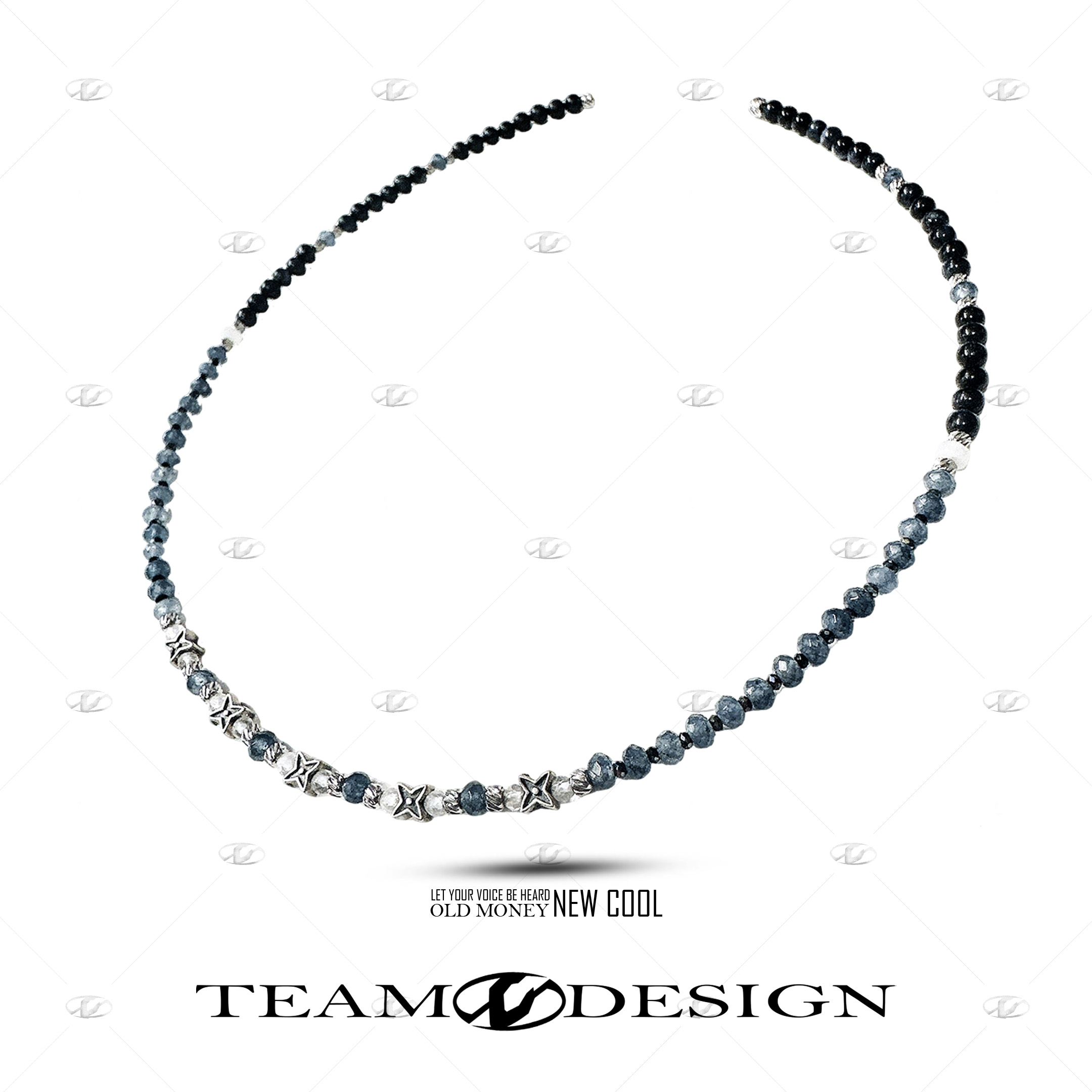 链子925银 JS59 原创四角星细链幽兰色小众百搭项链 50CM