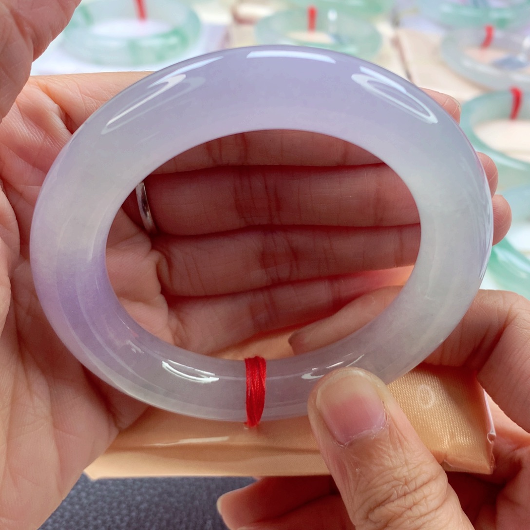 翡翠手镯（圆镯）未镶嵌冰紫完美见光不失色A