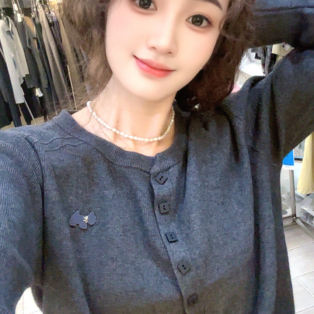 圆领公主风可拆卸长袖女毛针织衫休闲时尚衬衫毛衣