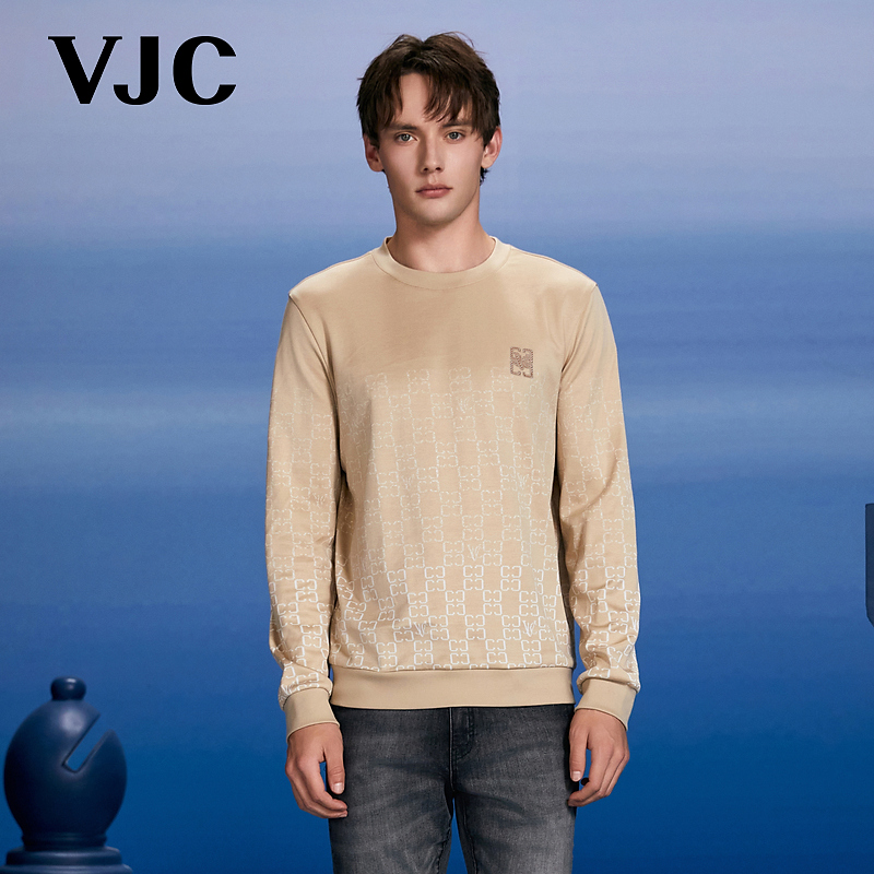 VJC/威杰思2025秋季新款男装时尚烫钻休闲长袖卫衣百搭B24CE1273