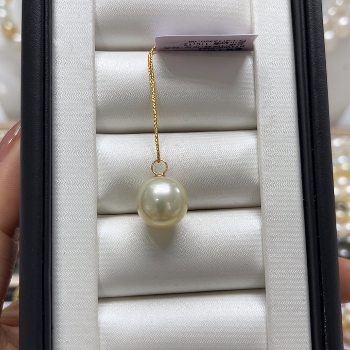 海水珍珠吊坠(不含链)18K金镶嵌12-13mm
