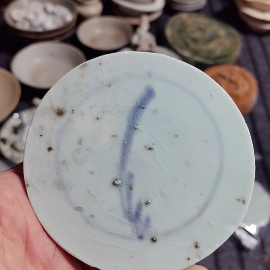 瓷片清花影青杯垫学习标本