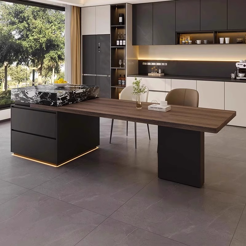 威仕凯佛山高定岩板岛台专卖店专属定制链接岩板岛台餐桌一体