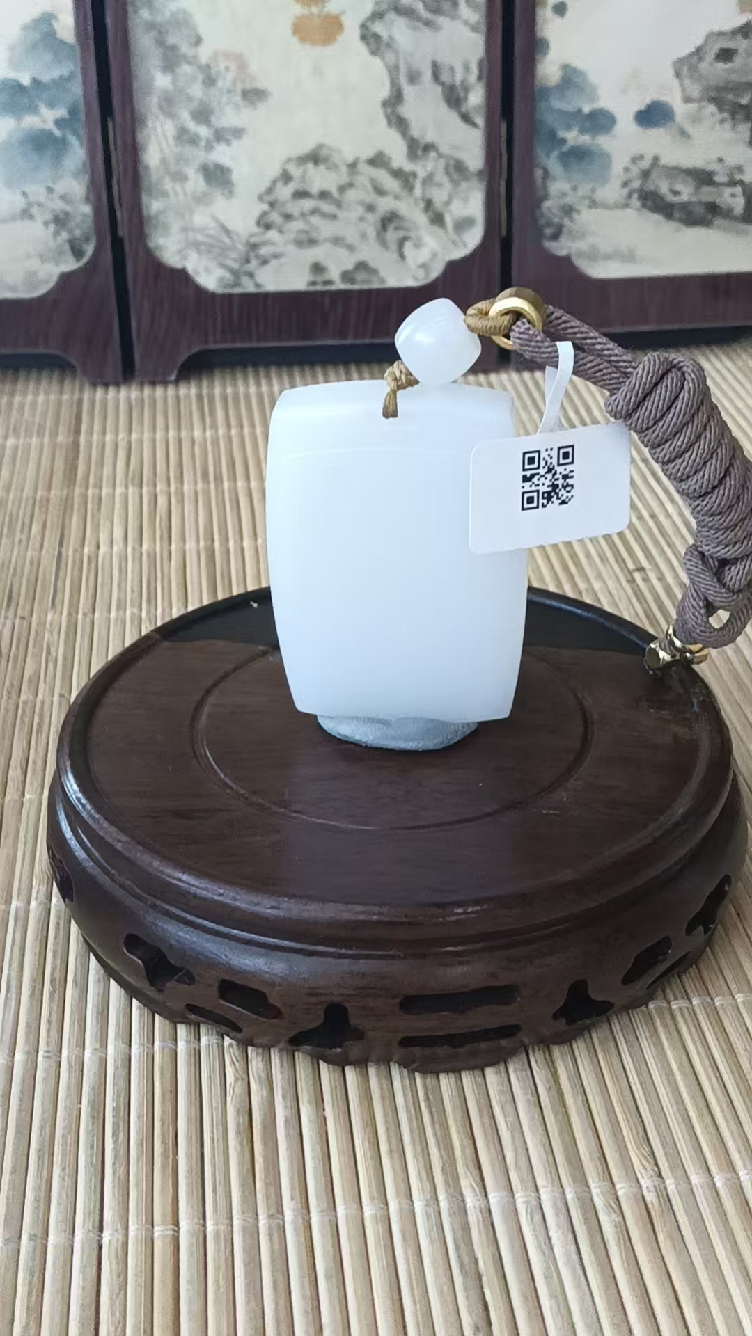 和田玉YGCT172-9长50宽35.8厚11克重56.3g无事牌白玉吊坠