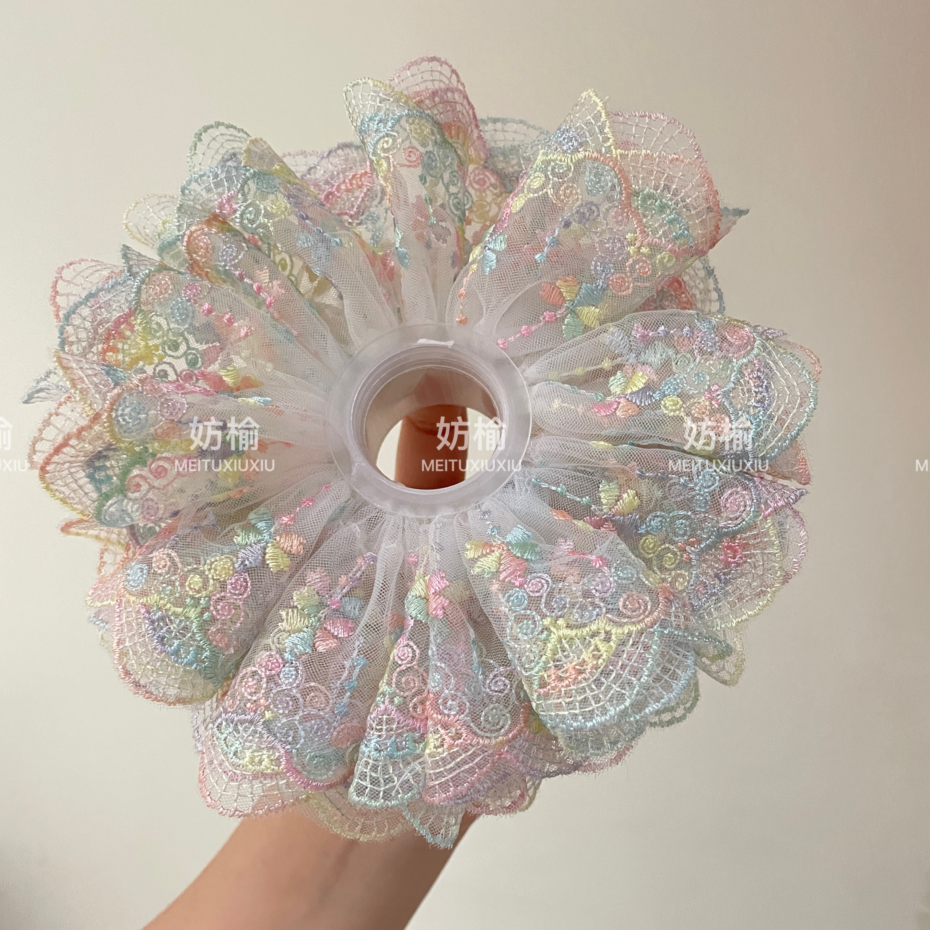 原创~四层日韩绝美梦幻彩虹大肠发圈女丸子头扎头皮筋头绳头饰