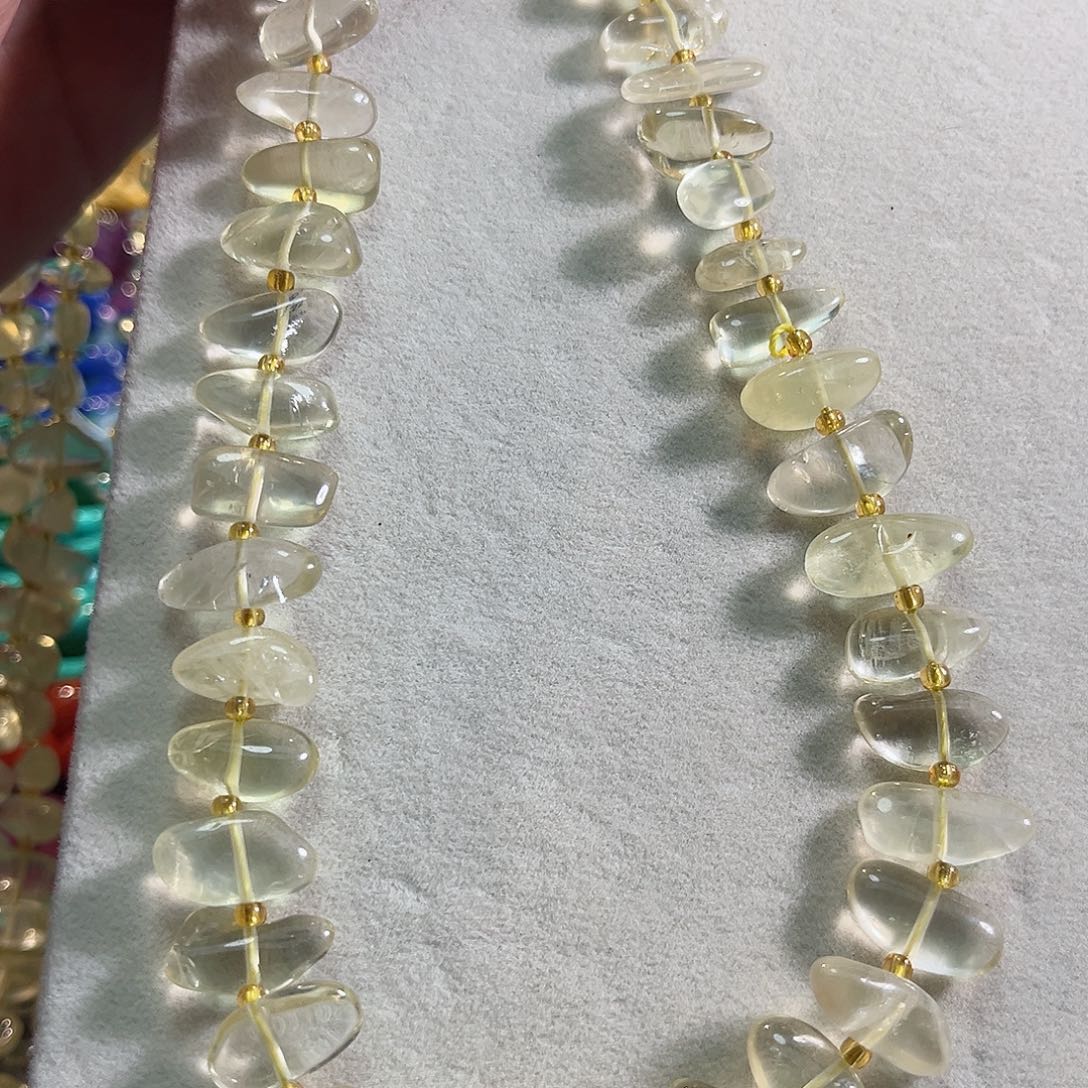 玛瑙/玉髓合金珠宝半成品柠檬水晶中孔一条