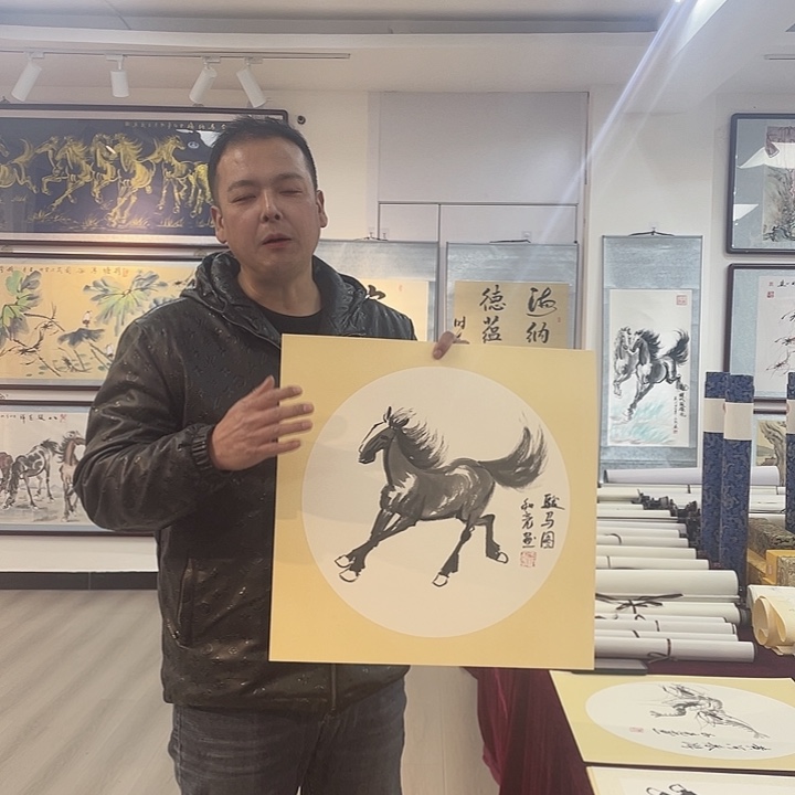 国画奔马图手绘作品1