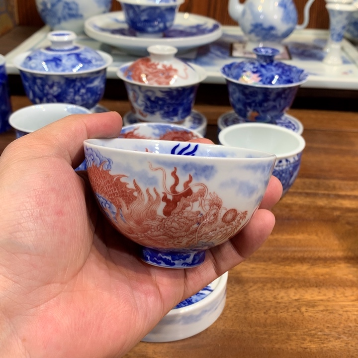自成堂柴窑 青花釉里红