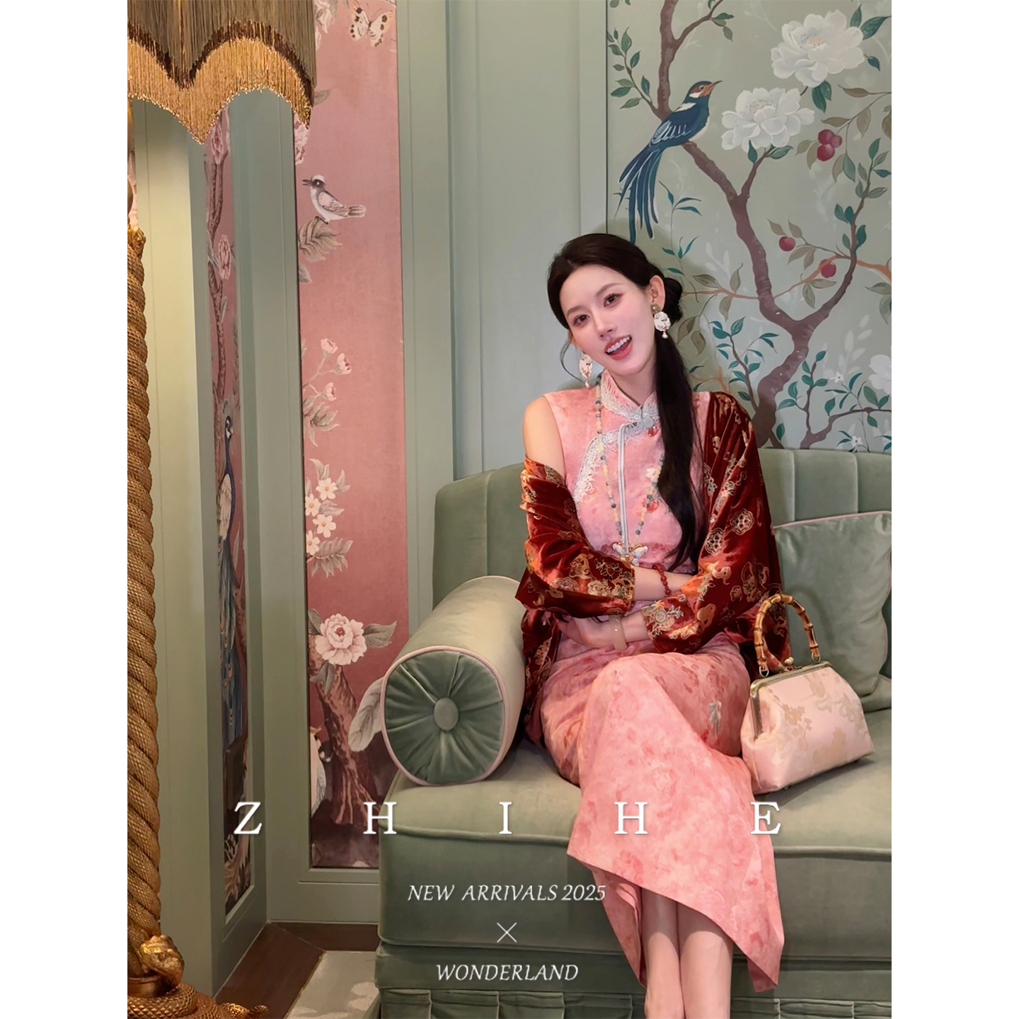无艳一禾【静婉家书】国风丝绒绣花开衫+重工提花刺绣旗袍连衣裙