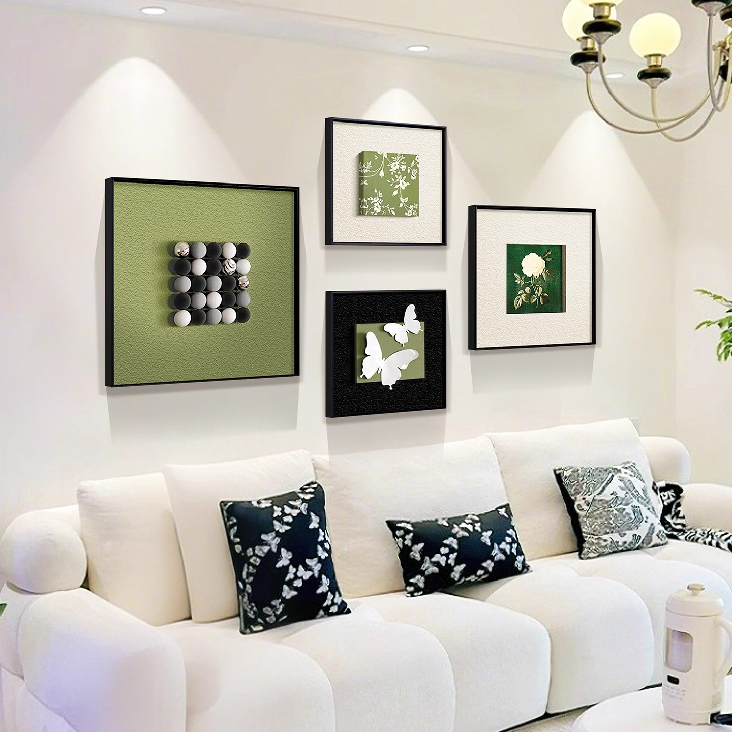 卧室多联砂岩立体感蝴蝶法式复古客厅装饰画沙发背景墙挂画