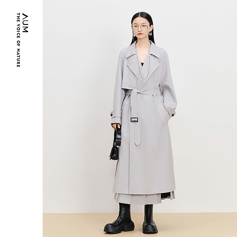 AUM冬季新款宽松廓形风衣通勤日常百搭女M1EG4080F