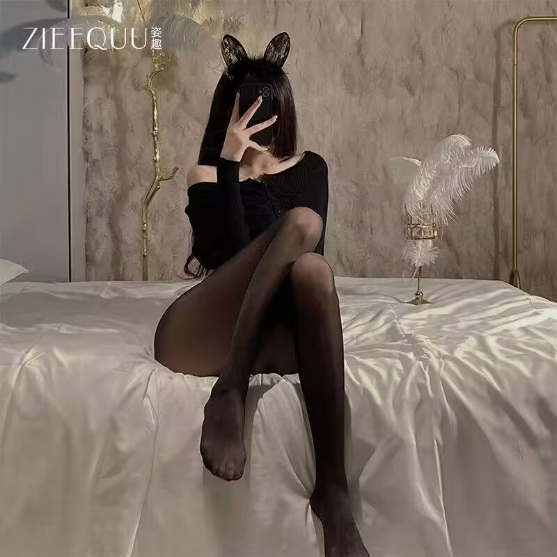 （乐○梦系列）选女款春秋超薄防勾丝黑色jk连裤丝袜光腿神器