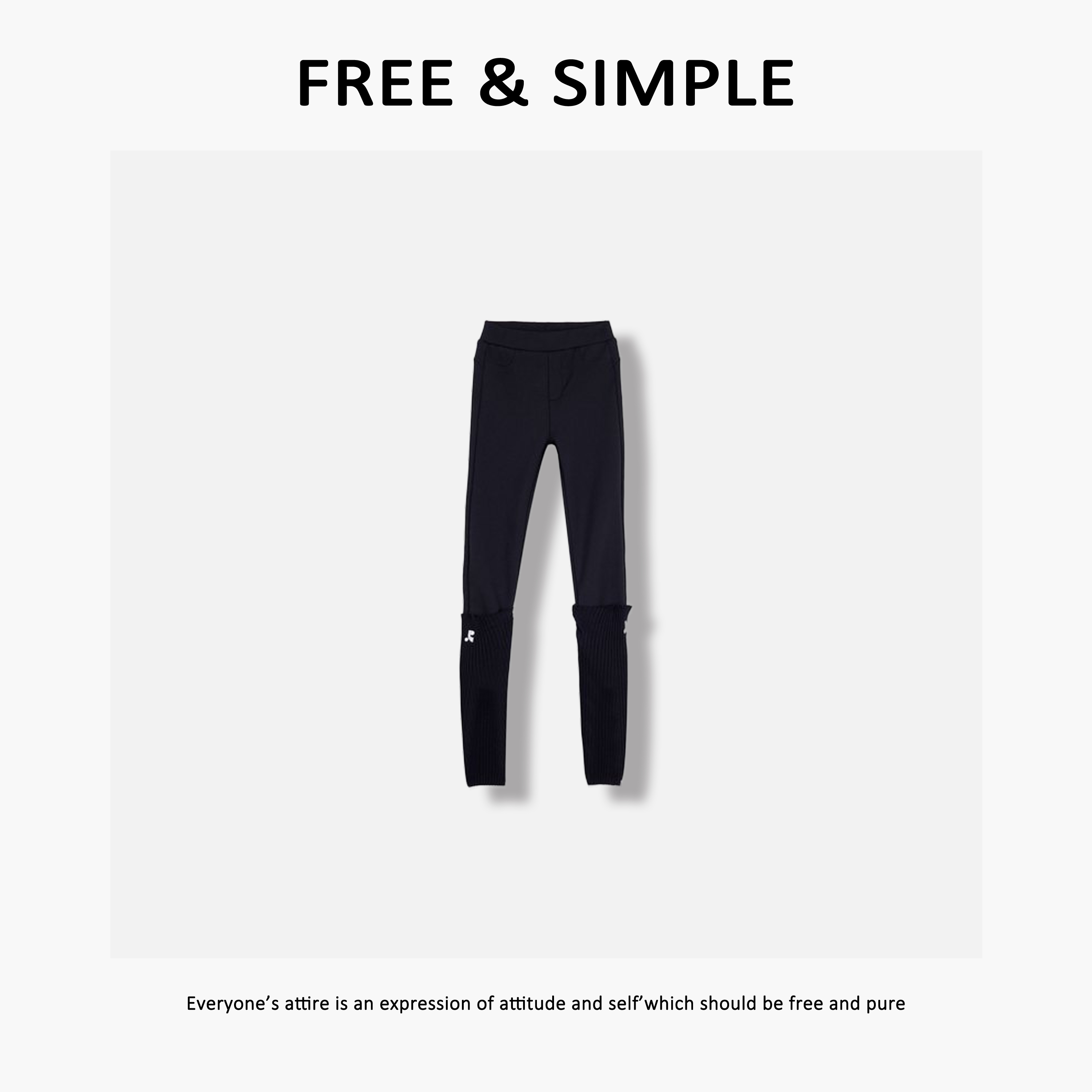 Free&Simple‘封廋’时尚极简独特设计感裤脚拼接设计休闲裤-54373