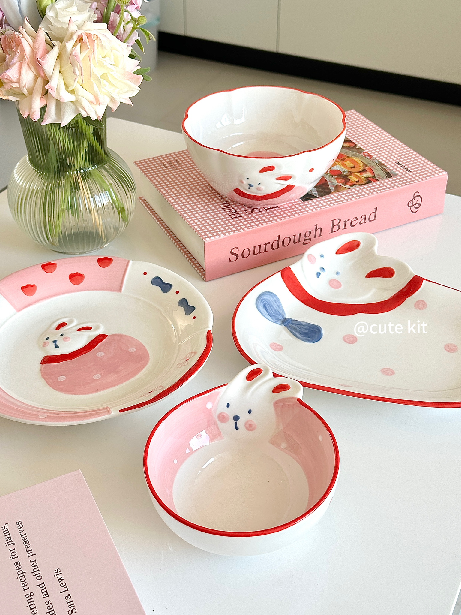 cute kit·圣诞兔系列釉下彩卡通碗盘组合餐具套装家用陶瓷碗碟