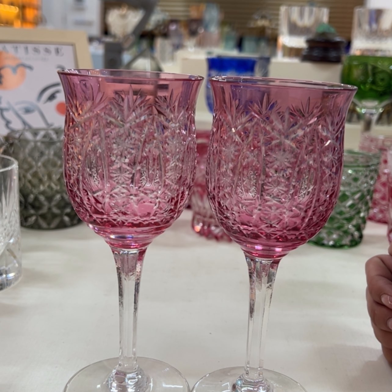 【闪购商品】如图微瑕两个金红水晶杯