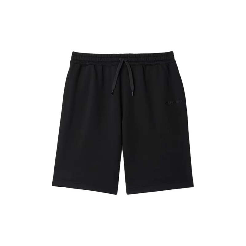 Burberry博柏利SS24纯色字母刺绣抽绳休闲短裤男款黑色80843791