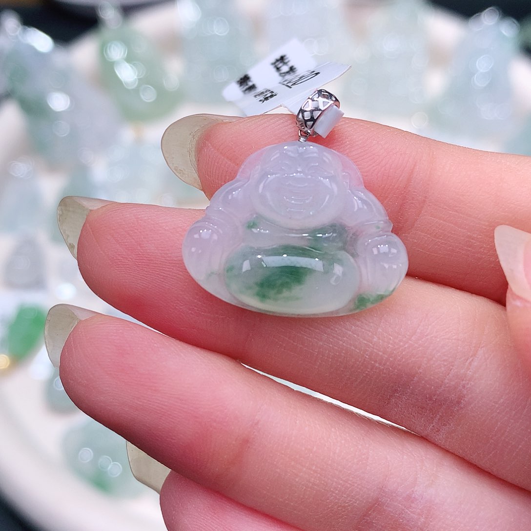 翡翠18K金镶嵌颈饰17.4-22.1-4