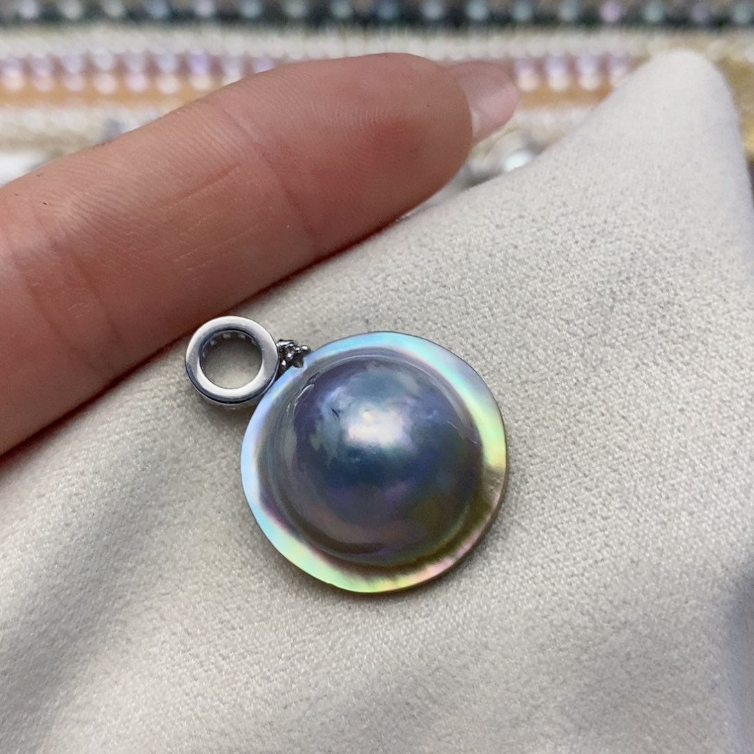 【闪购商品】拼合珍珠（马贝珠）颈饰银S925镶嵌38