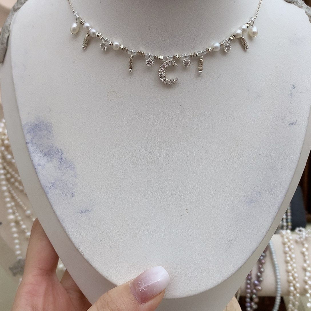 淡水珍珠银S925镶嵌耳饰