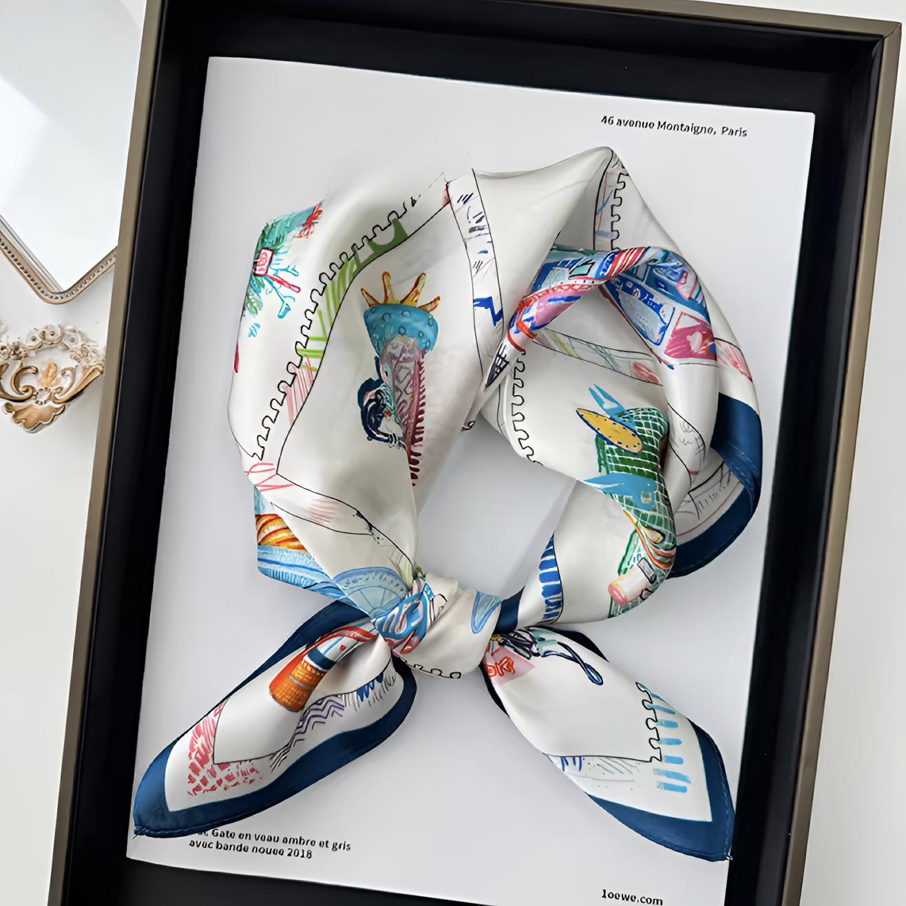 桑蚕丝单面骏马菱镜50方丝巾韩国薄款时尚优雅百搭真丝女士A120