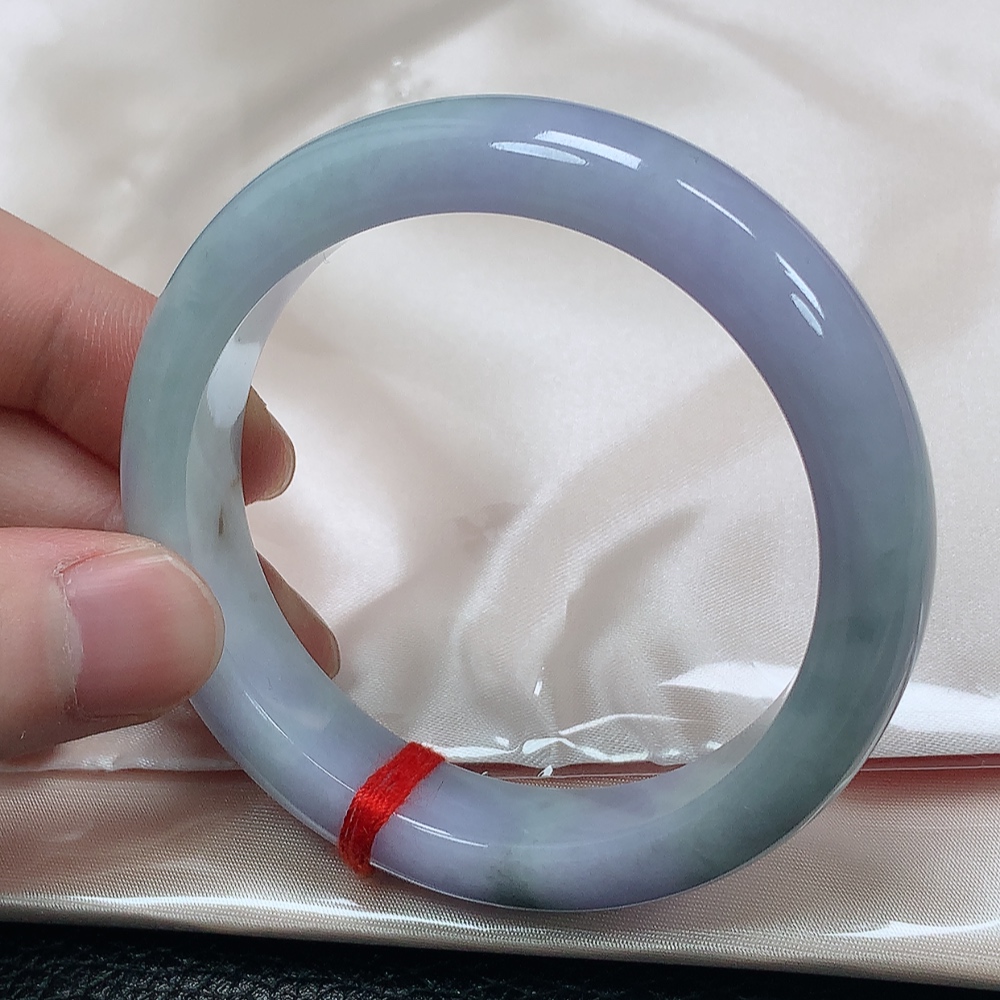 天然缅甸A货翡翠58紫罗兰春彩正圈手镯（A543#）