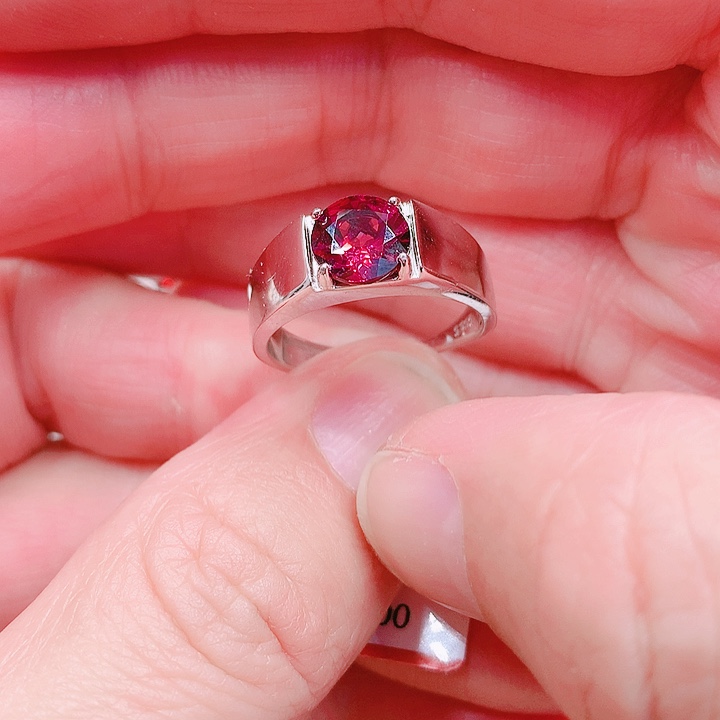 石榴石戒指银S925镶嵌