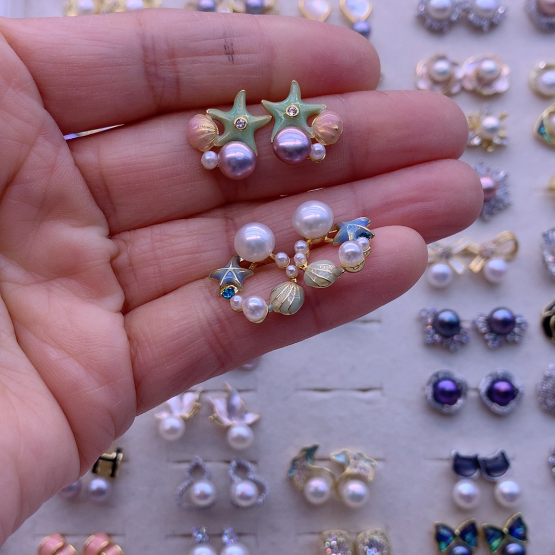 淡水珍珠耳饰合金