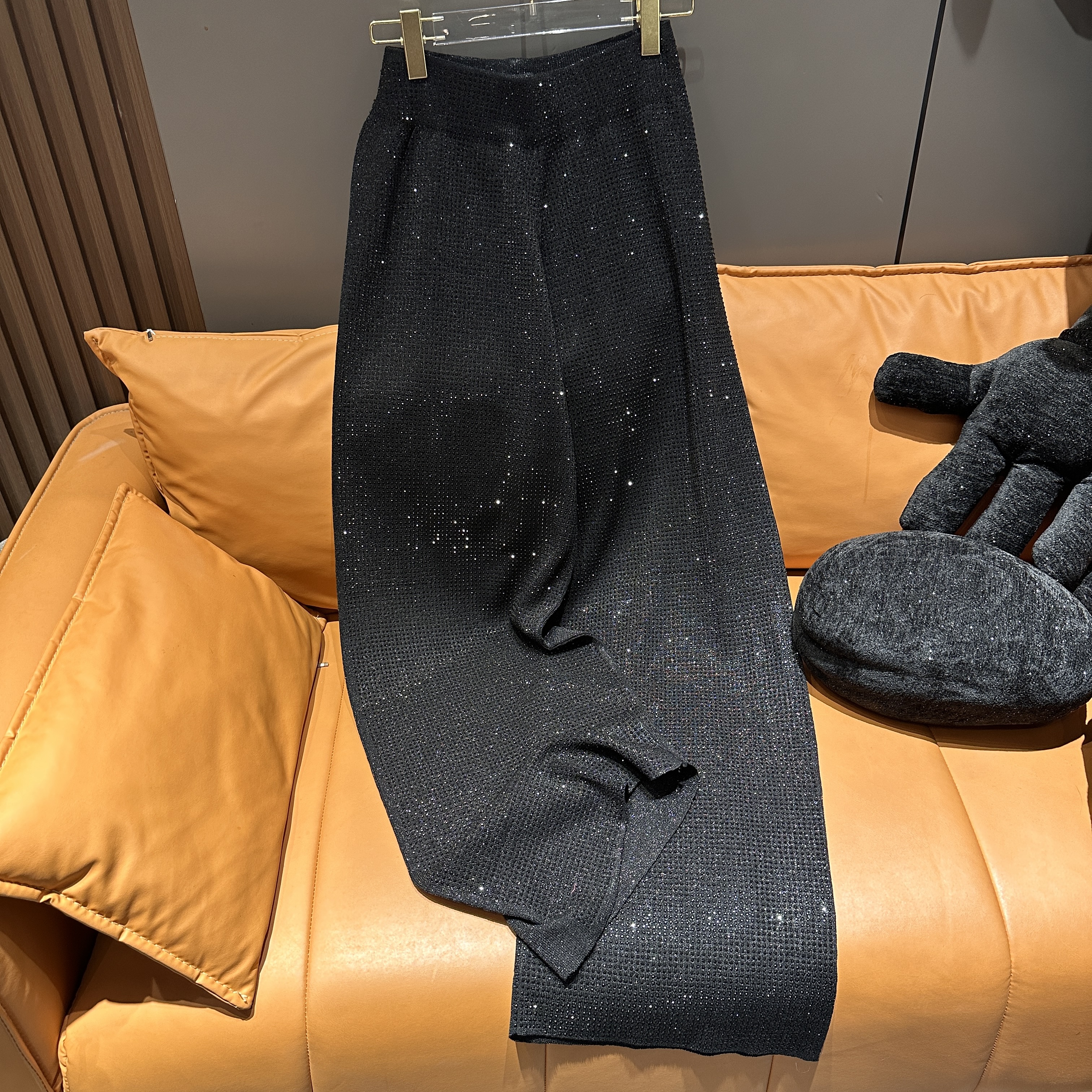 MISS【北欧风格】重工满钻轻奢女款秋冬高弹长款阔腿裤
